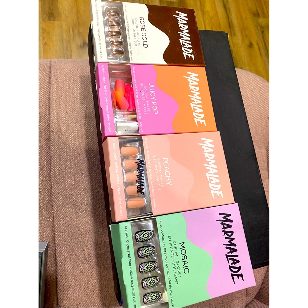 Four (4) boxes of new Marmalade Press On Nails